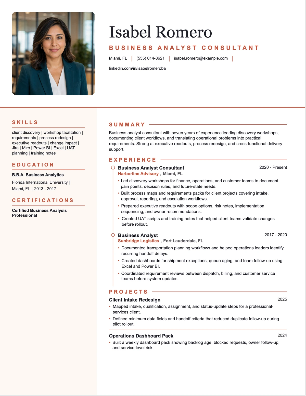 Business Analyst Consultant Resume resume example preview