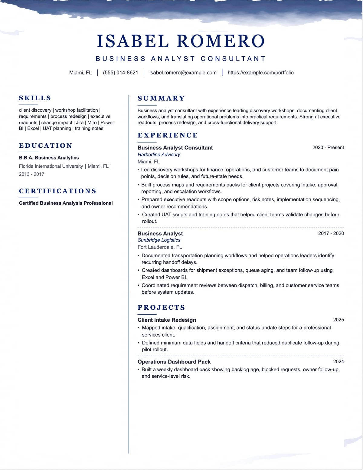 Business Analyst Consultant Resume resume example preview