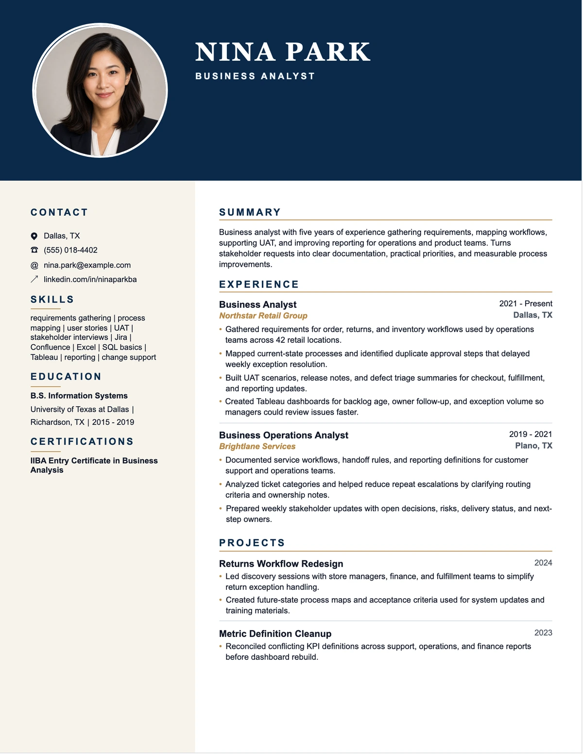 Business Analyst Resume resume example preview