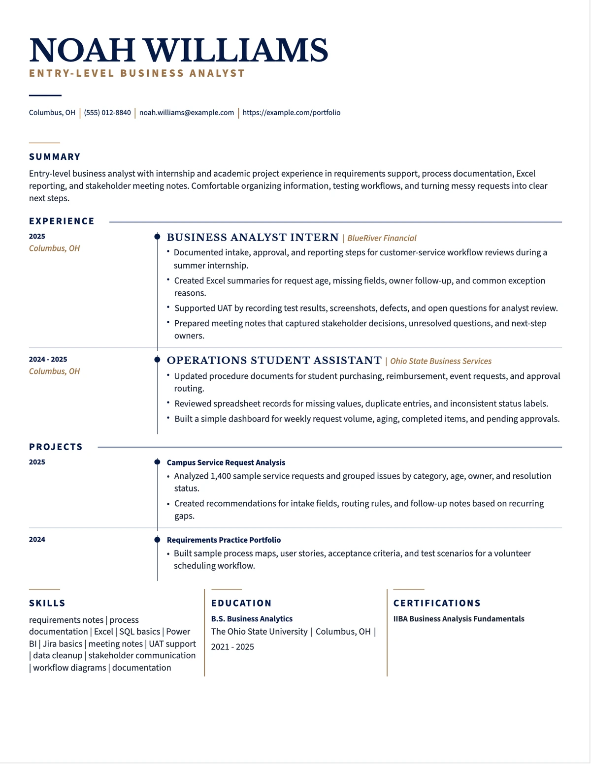 Entry-Level Business Analyst Resume resume example preview