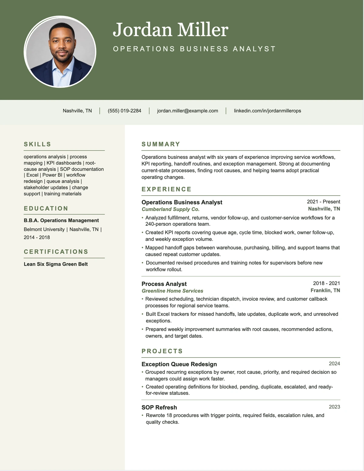 Operations Business Analyst Resume resume example preview
