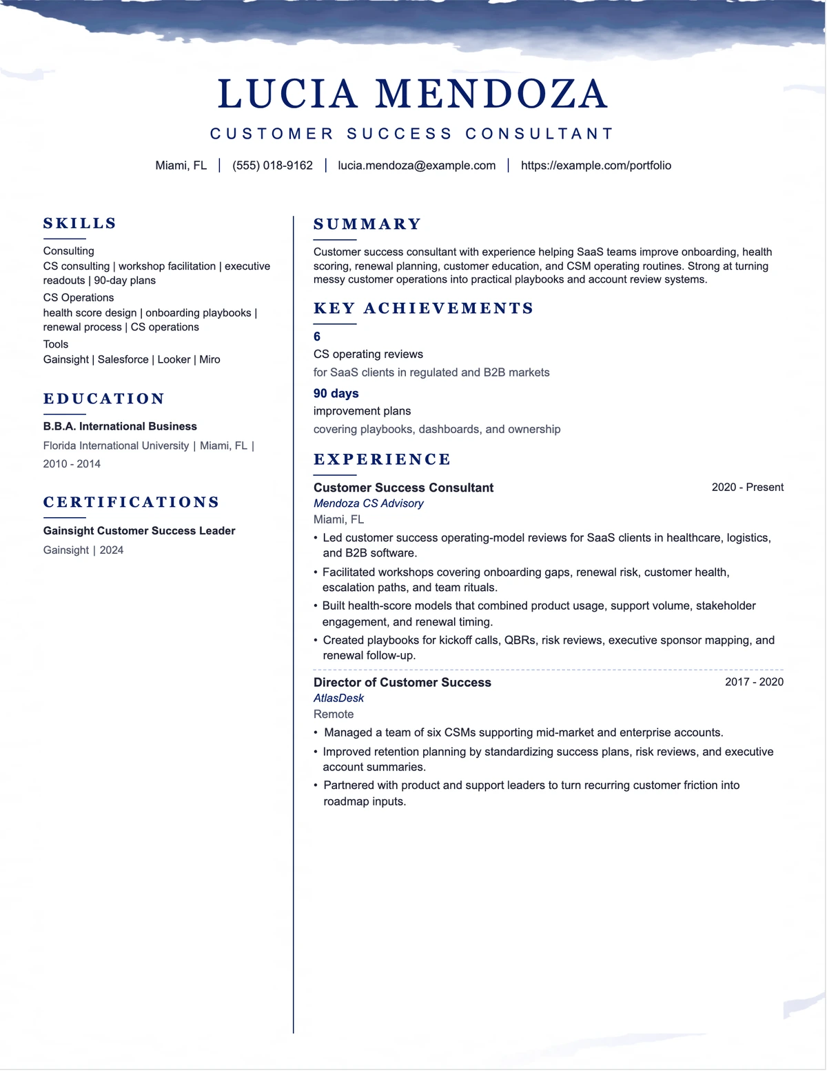 Customer Success Consultant Resume resume example preview