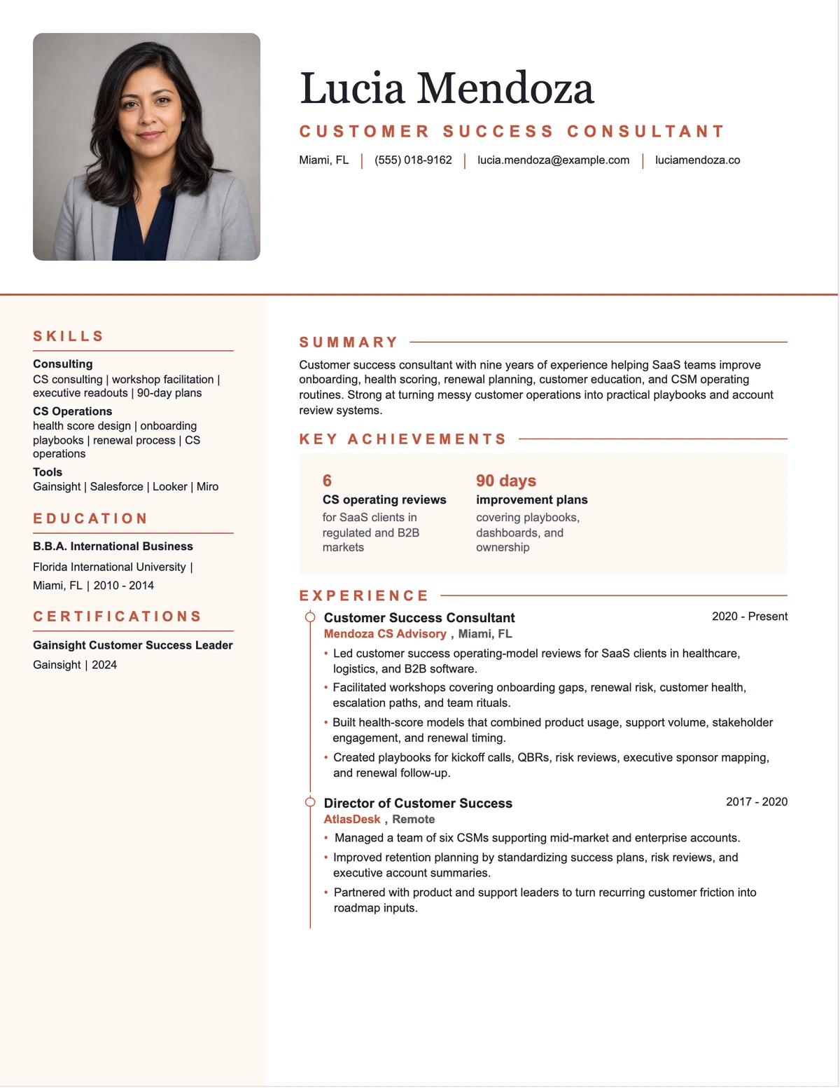 Customer Success Consultant Resume resume example preview