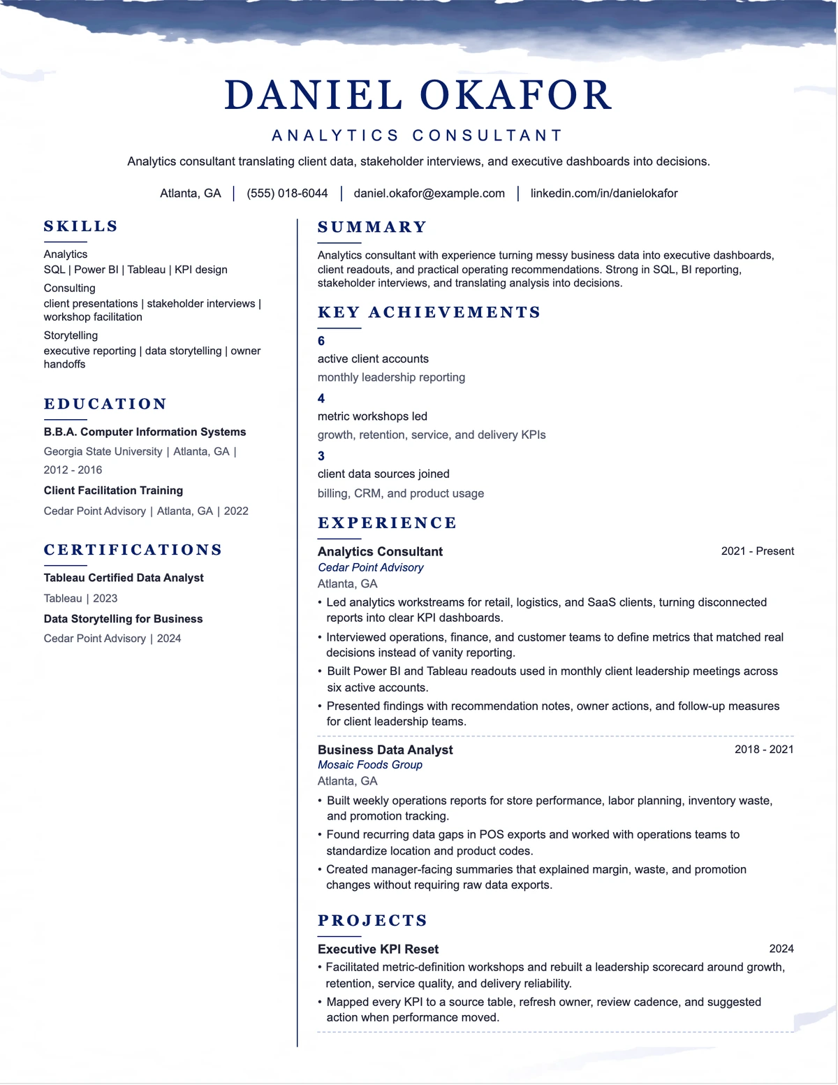 Analytics Consultant Resume resume example preview