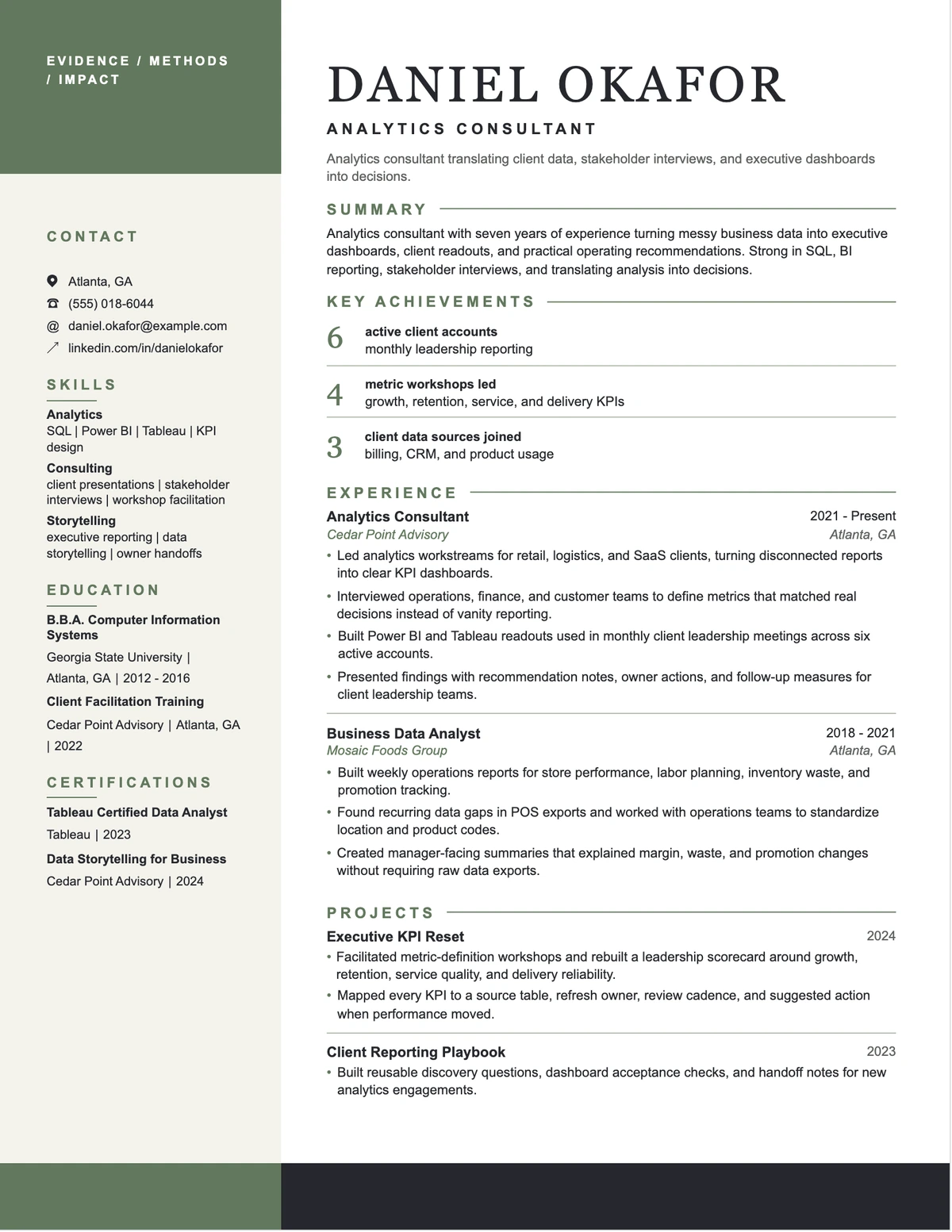 Analytics Consultant Resume resume example preview