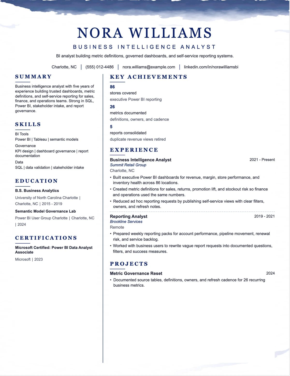 Business Intelligence Analyst Resume resume example preview
