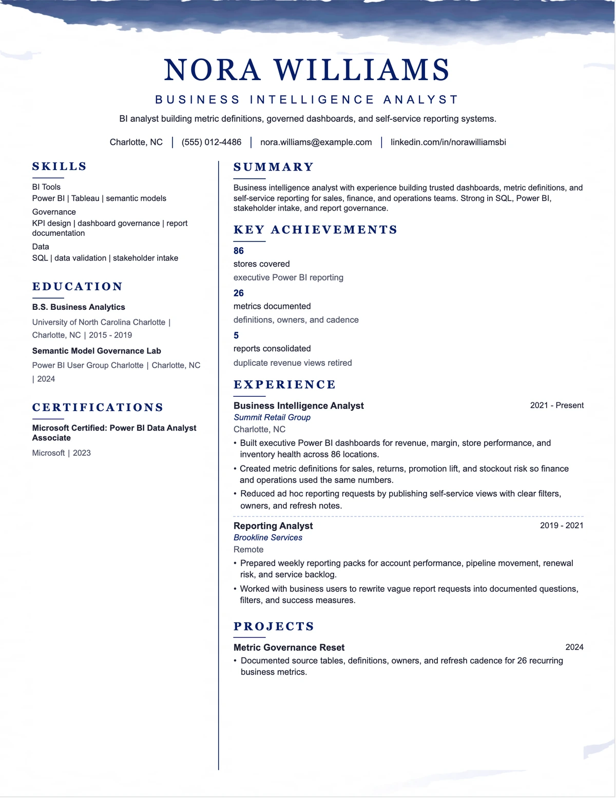 Business Intelligence Analyst Resume resume example preview
