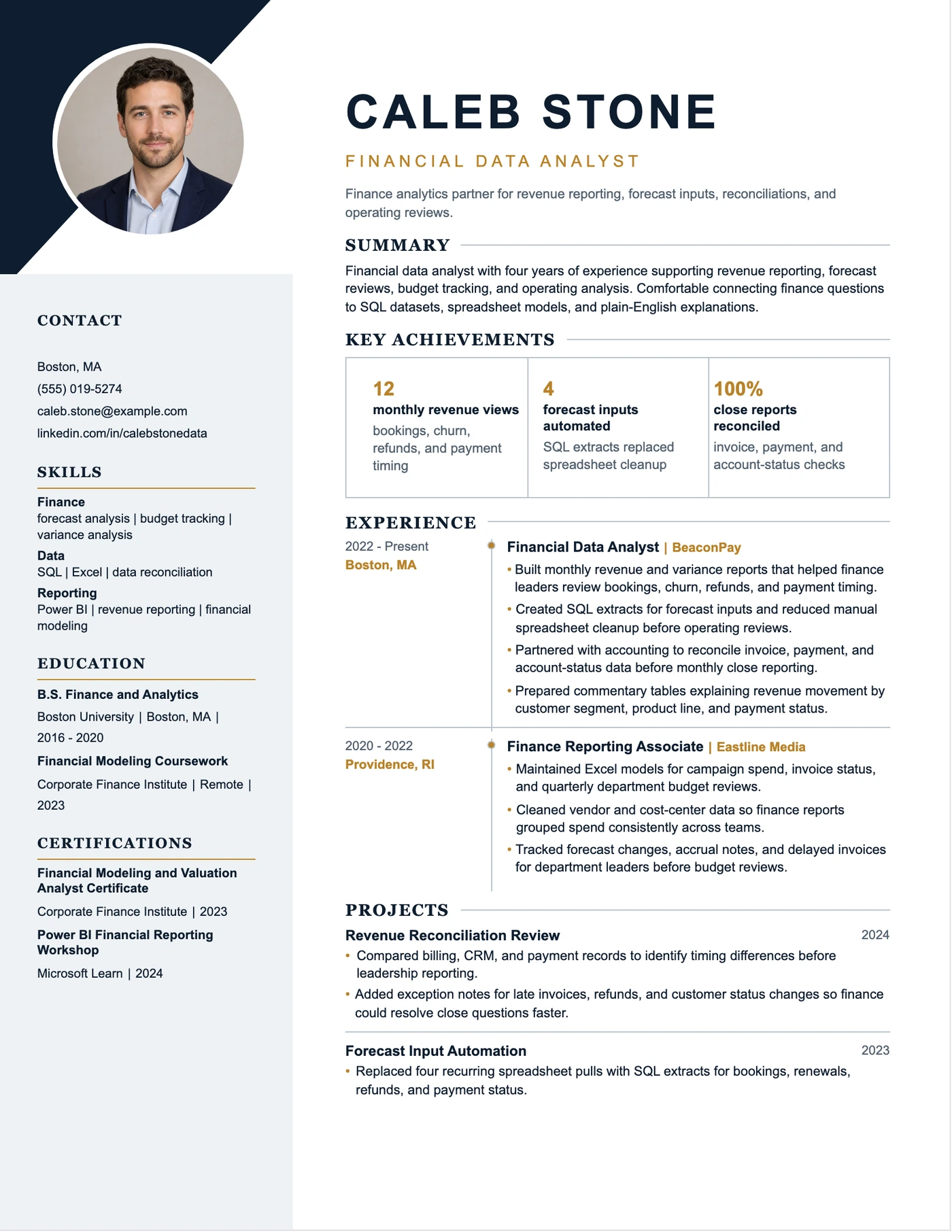 Financial Data Analyst Resume resume example preview