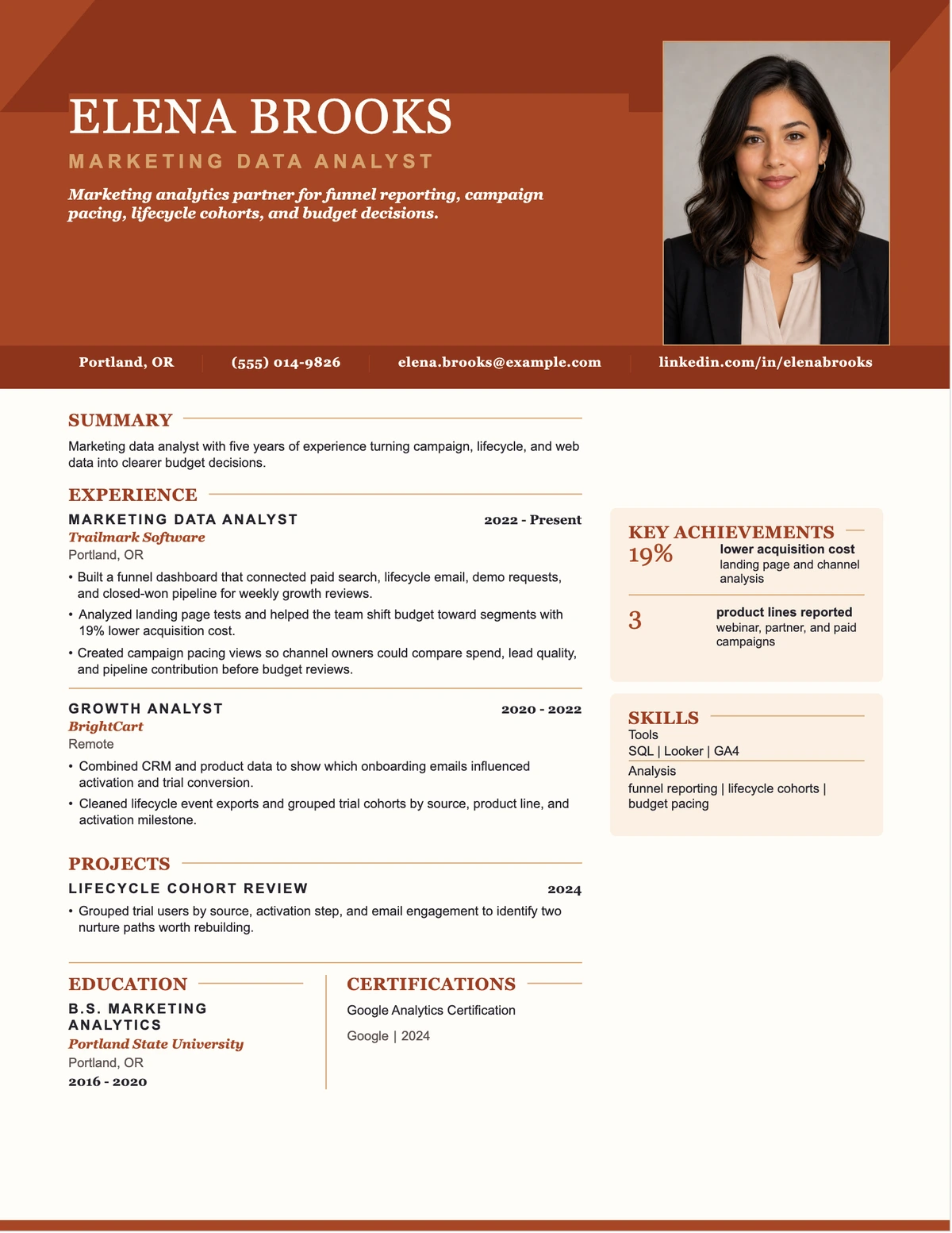 Marketing Data Analyst Resume resume example preview
