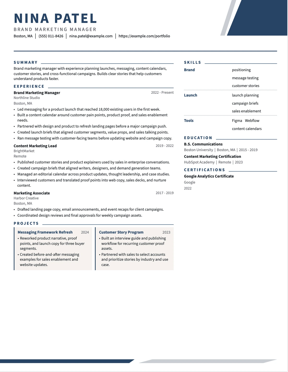 Brand Marketing Manager Resume resume example preview