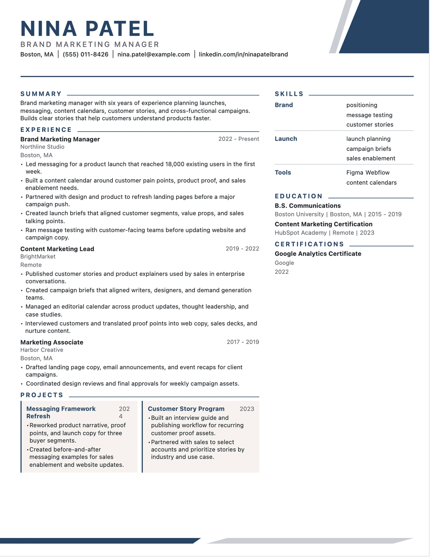 Brand Marketing Manager Resume resume example preview