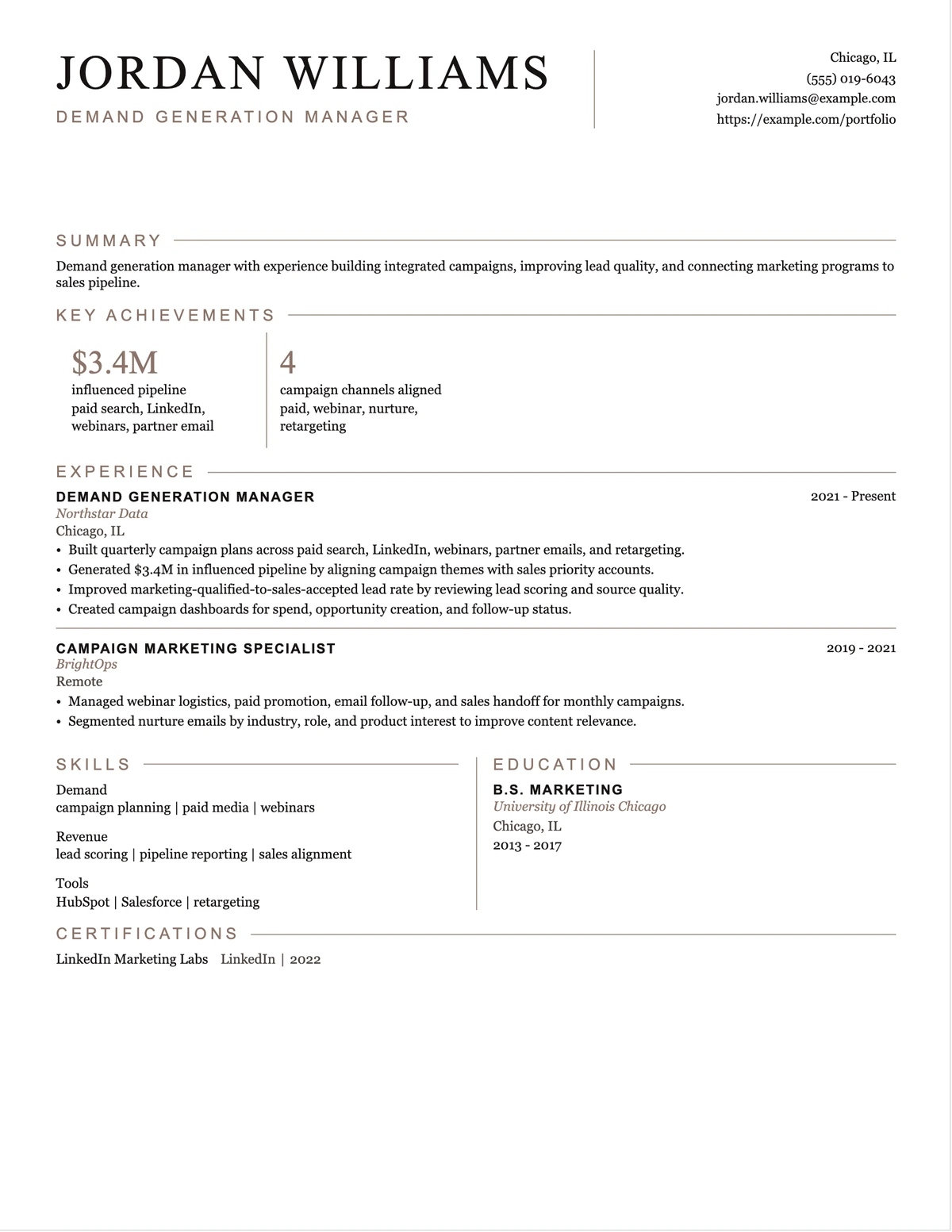 Demand Generation Manager Resume resume example preview