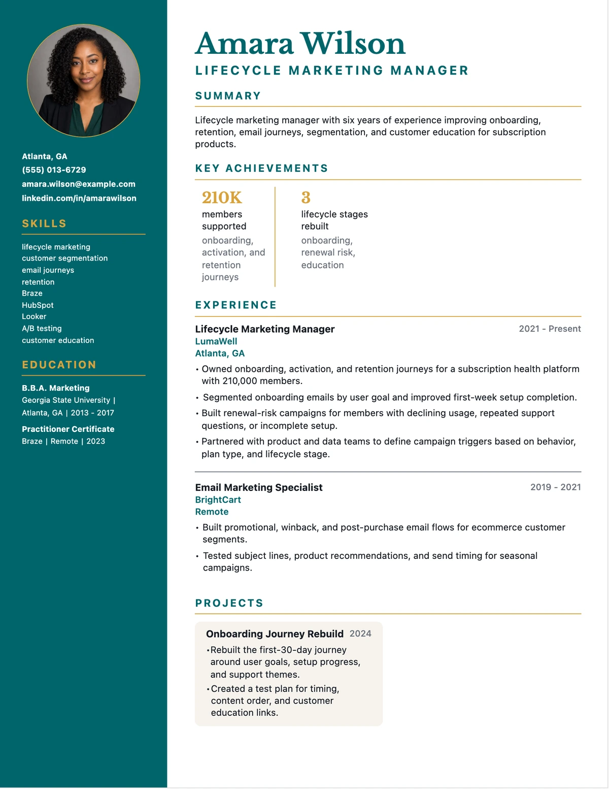Lifecycle Marketing Manager Resume resume example preview