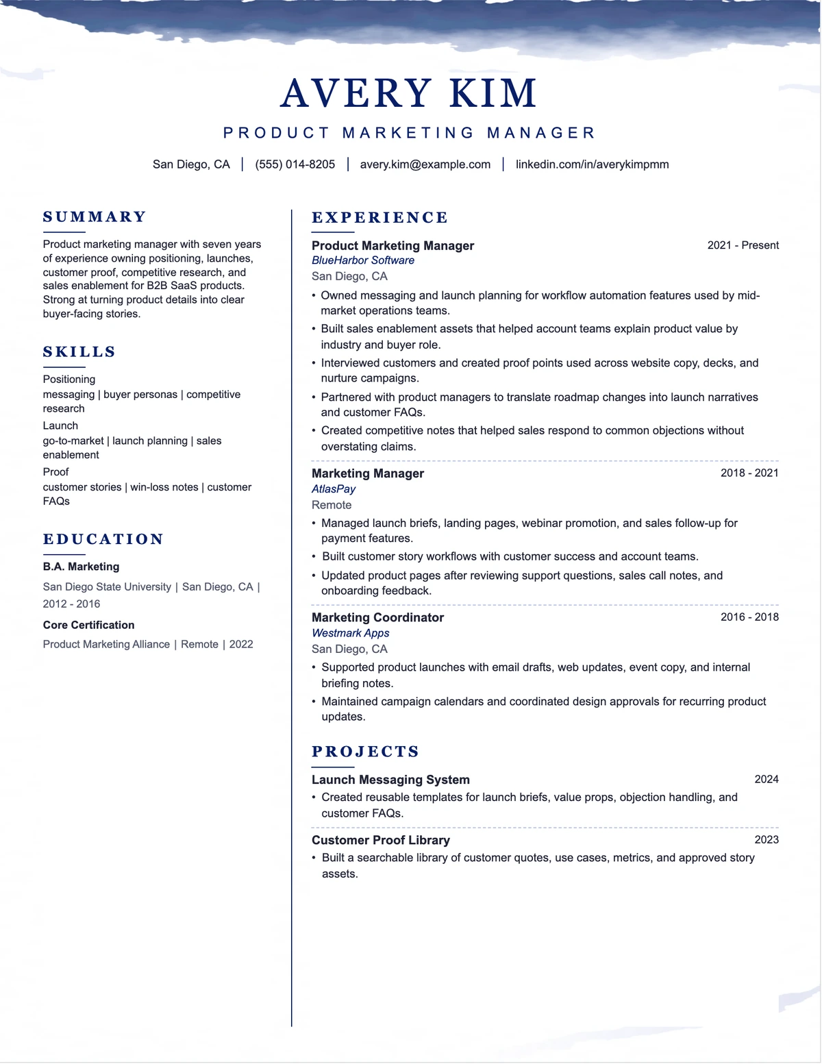 Product Marketing Manager Resume resume example preview