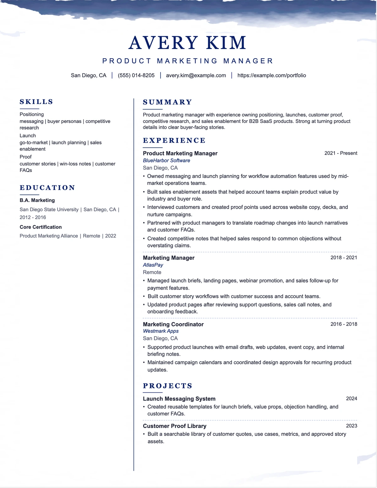 Product Marketing Manager Resume resume example preview