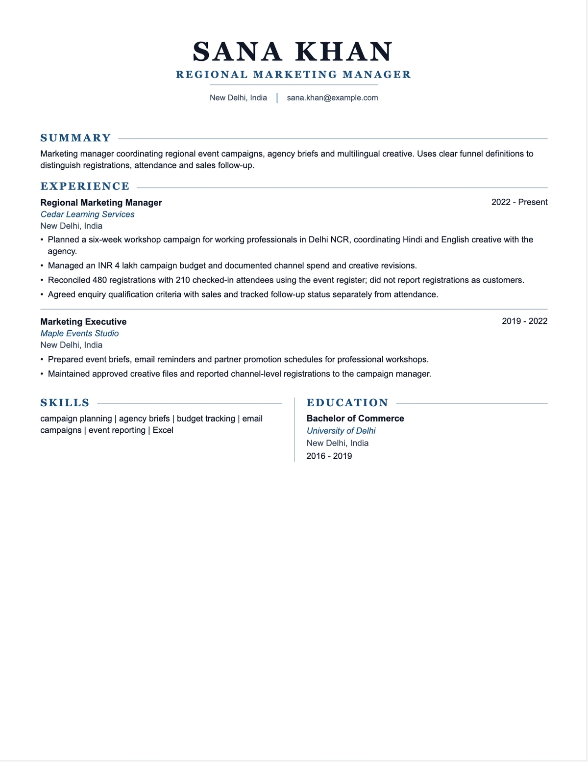 Regional Marketing Manager Resume resume example preview