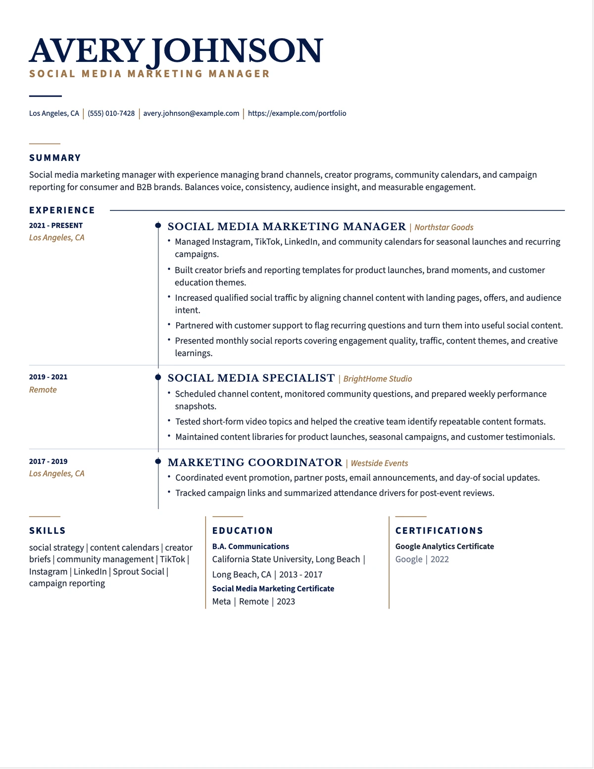 Social Media Marketing Manager Resume resume example preview