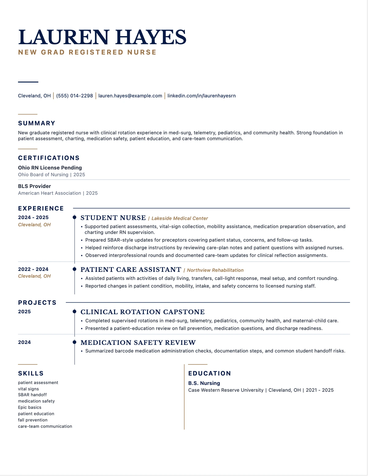 New Grad Nurse Resume resume example preview