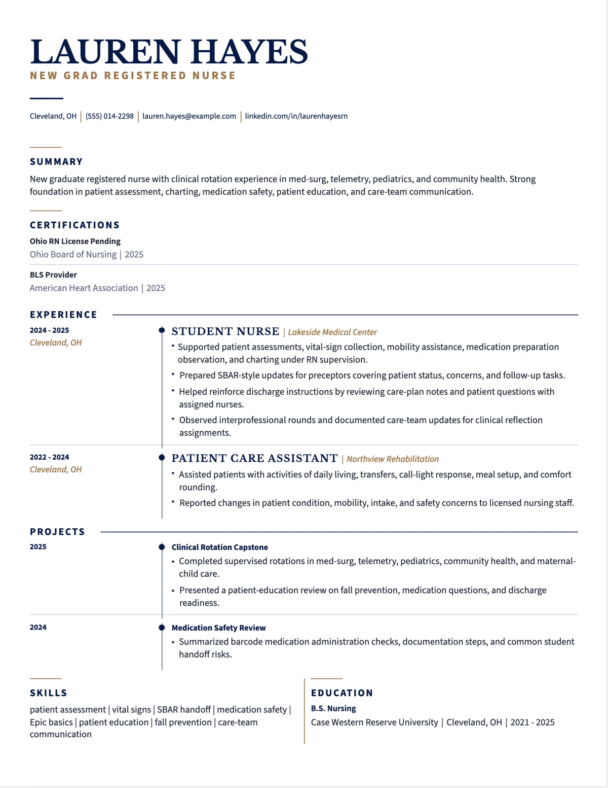 New Grad Nurse Resume resume example preview