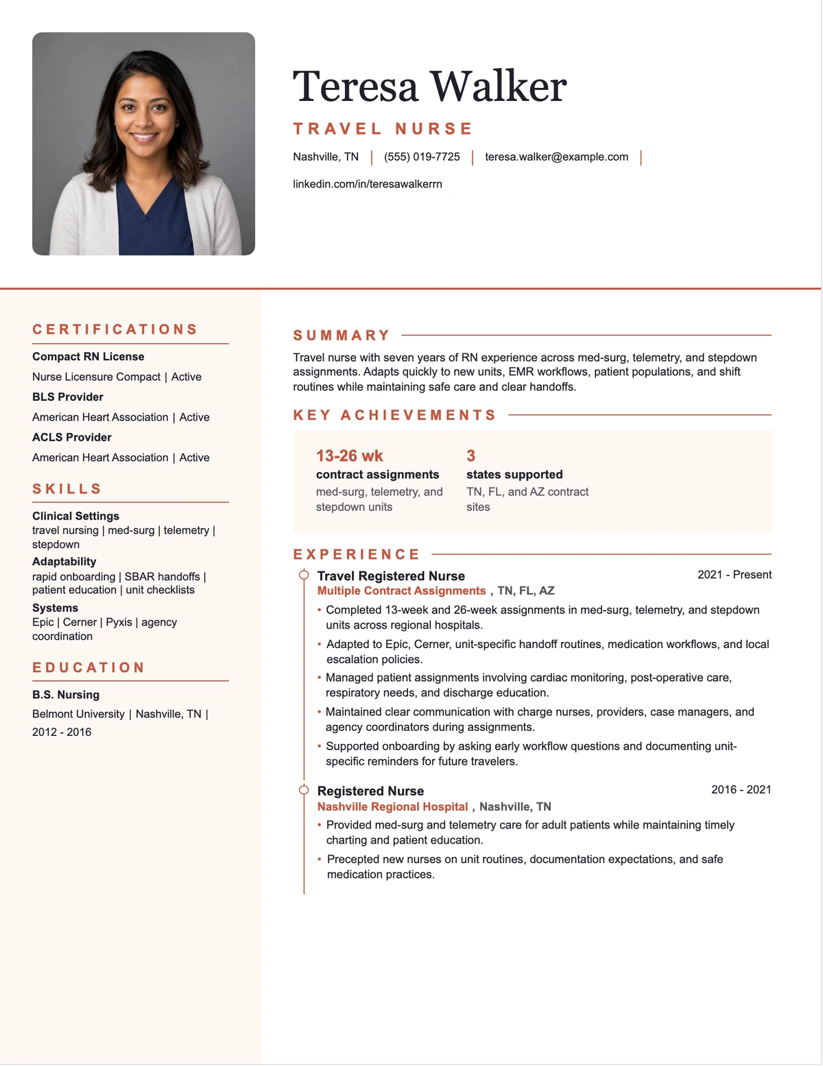 Travel Nurse Resume resume example preview