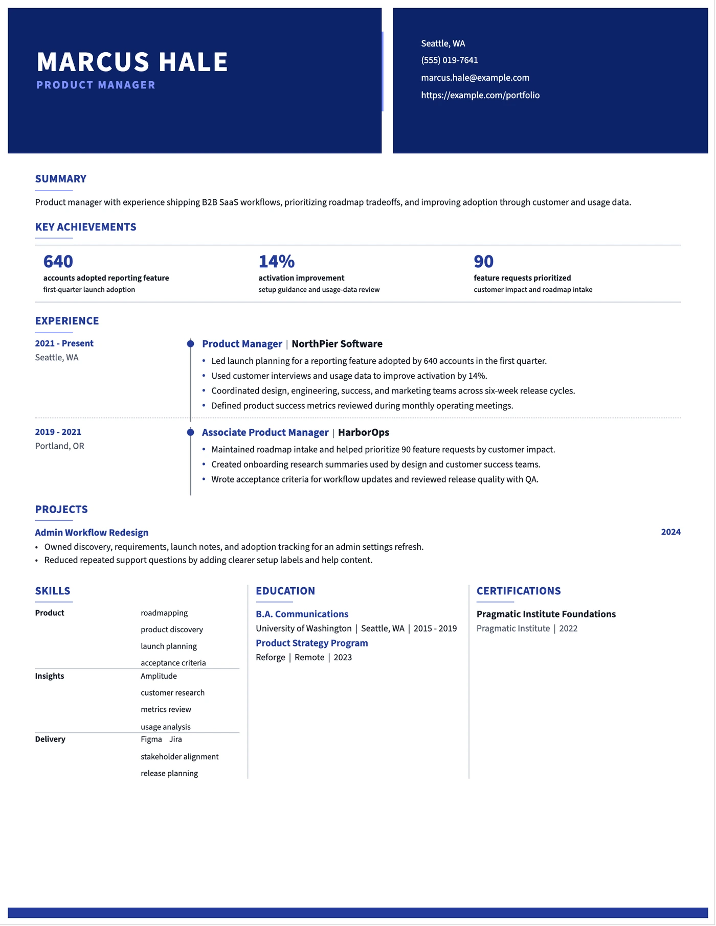 Product Manager Resume resume example preview