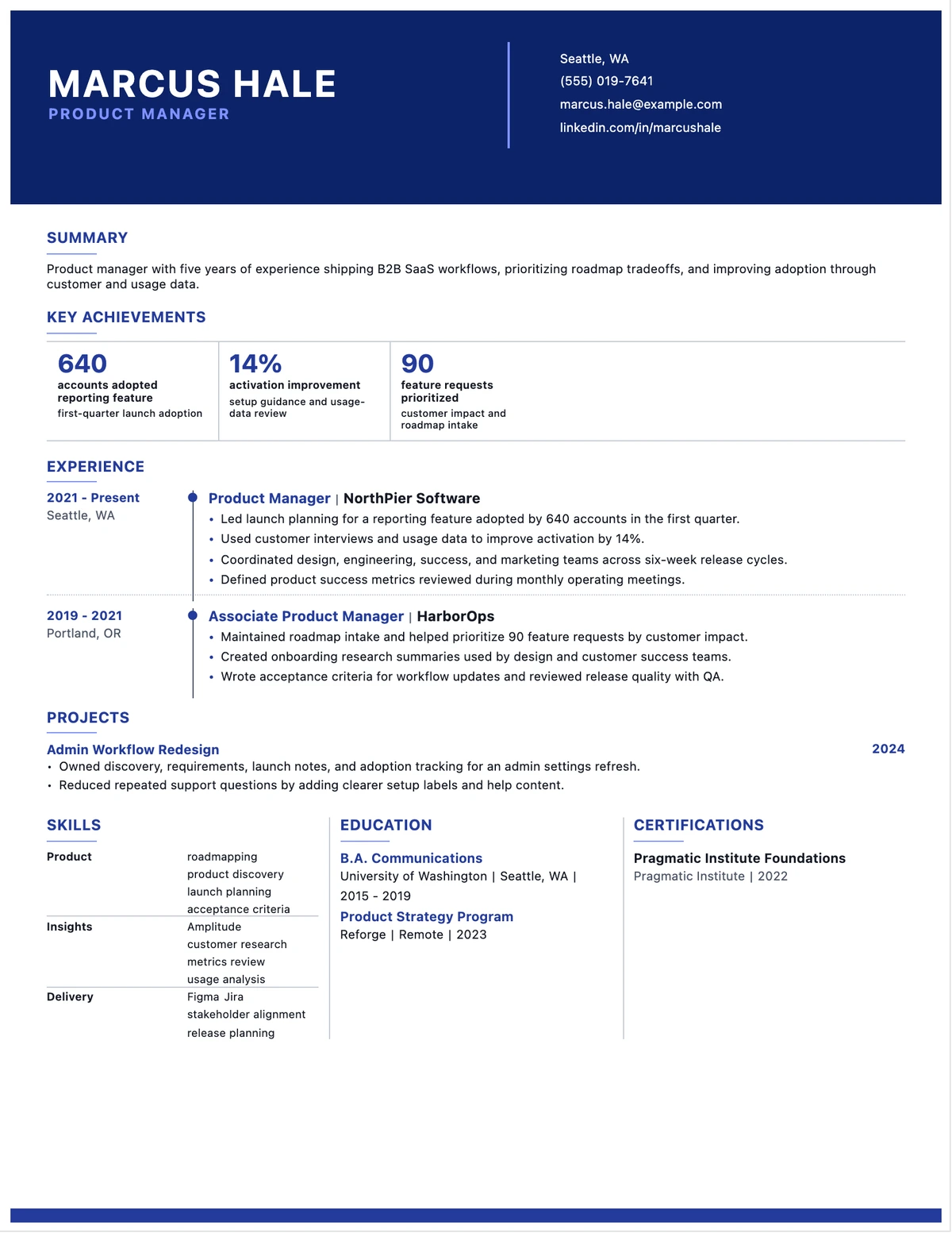 Product Manager Resume resume example preview