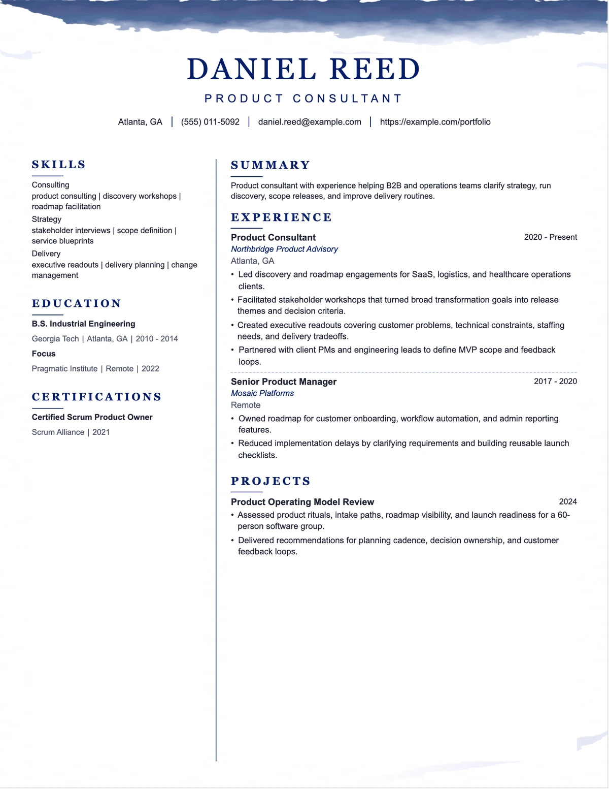 Product Consultant Resume resume example preview