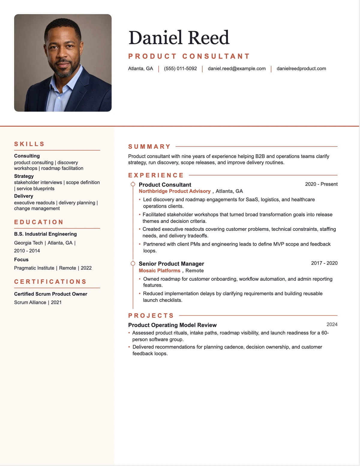 Product Consultant Resume resume example preview