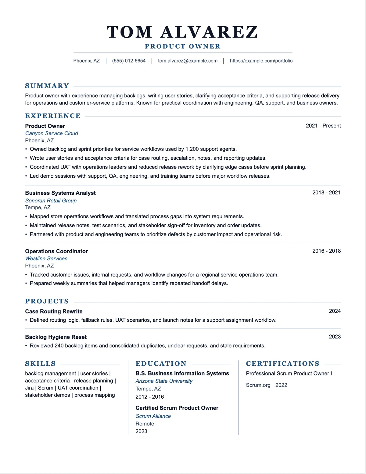 Product Owner Resume resume example preview