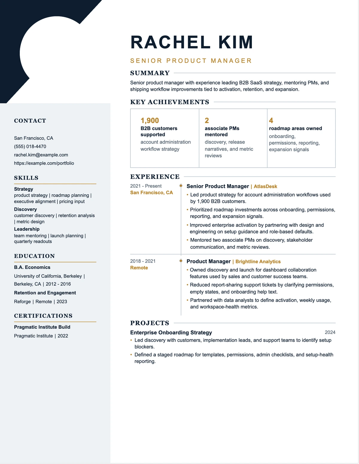 Senior Product Manager Resume resume example preview