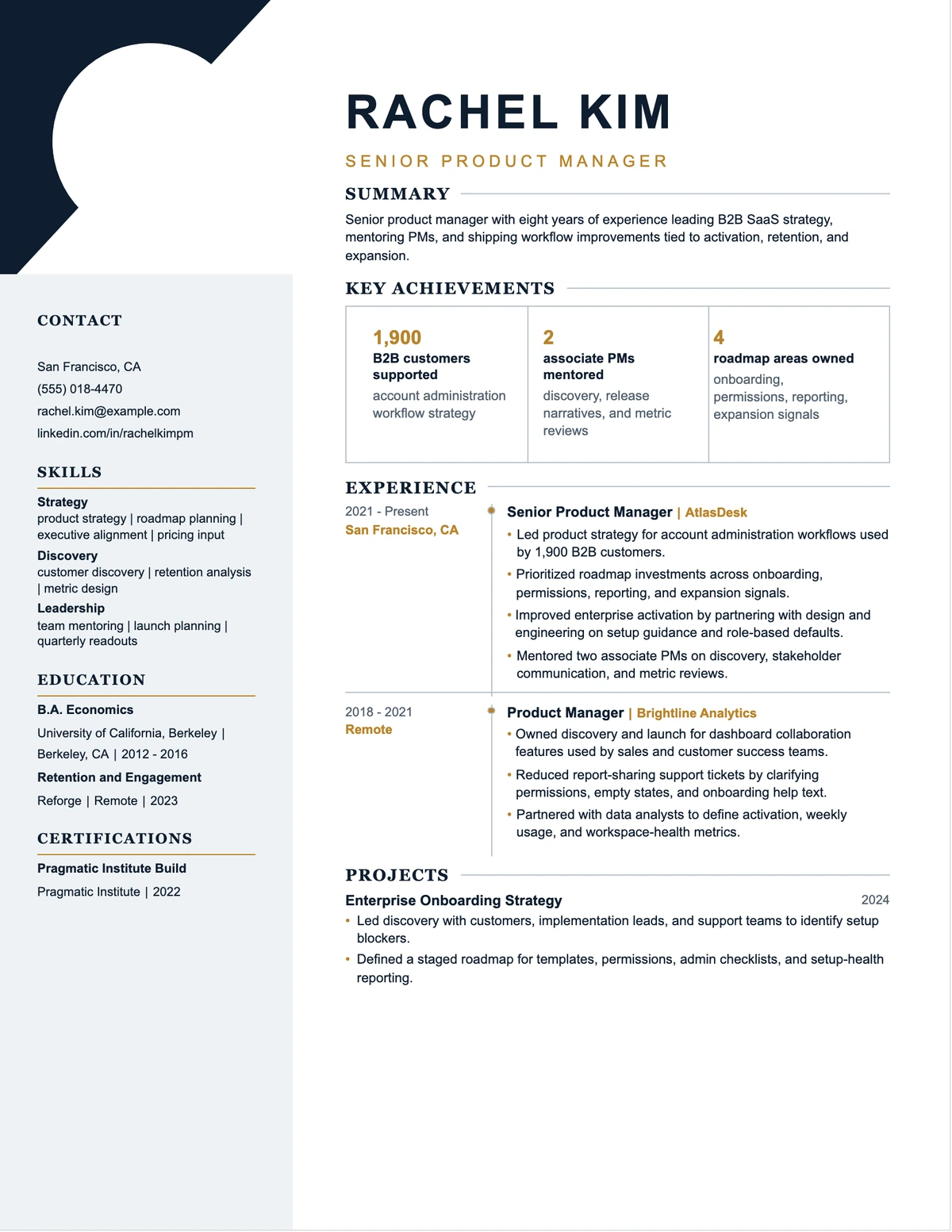 Senior Product Manager Resume resume example preview