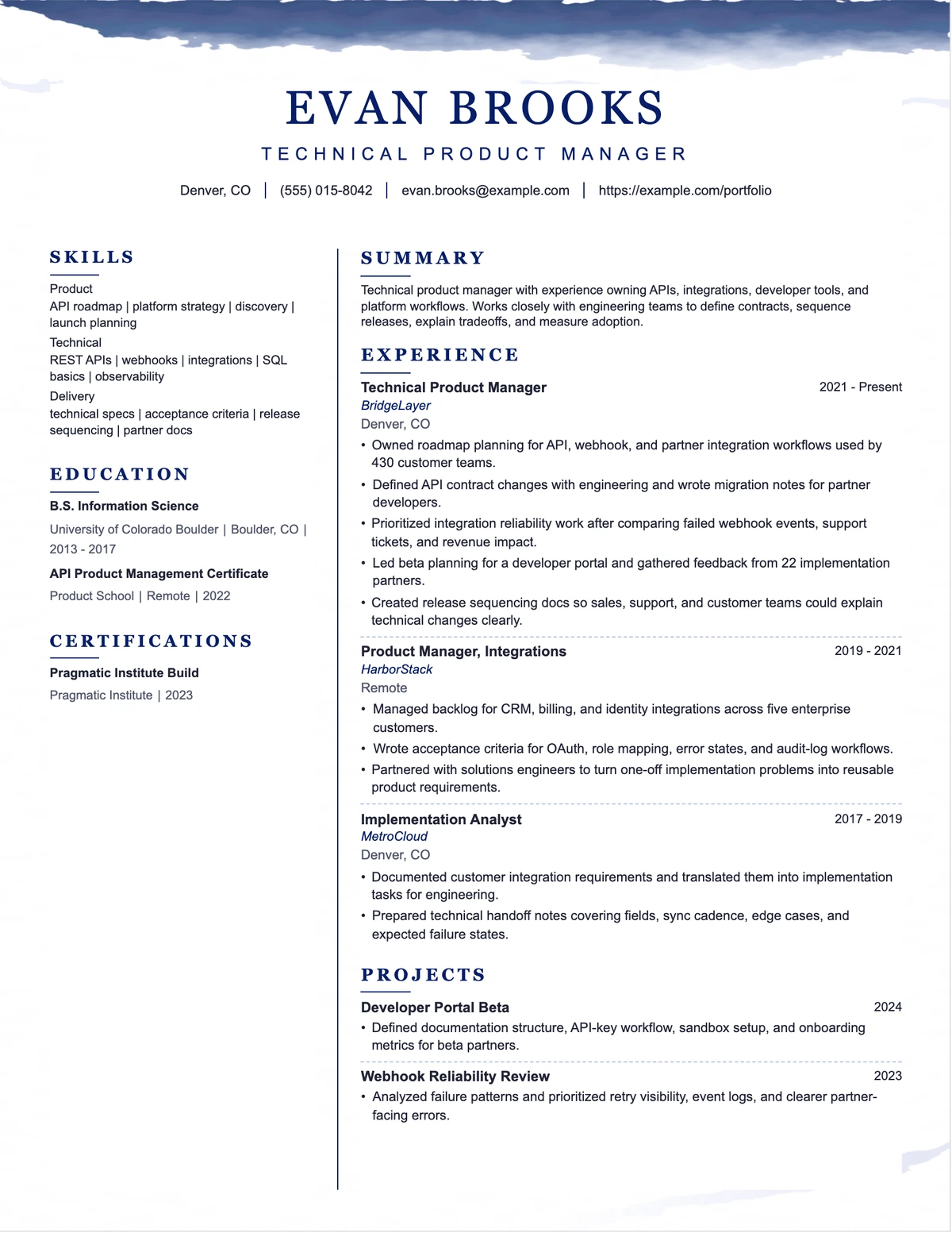 Technical Product Manager Resume resume example preview
