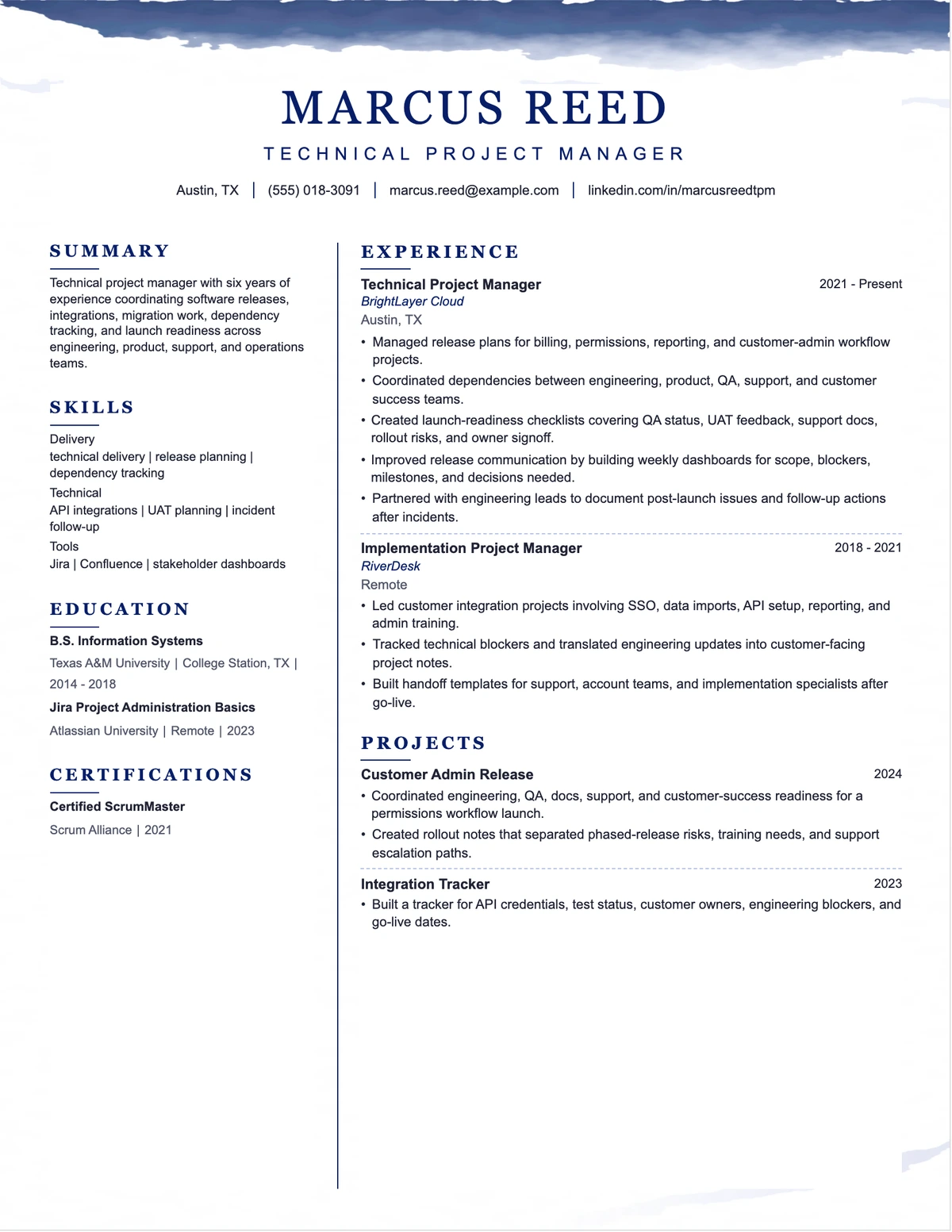 Technical Project Manager Resume resume example preview