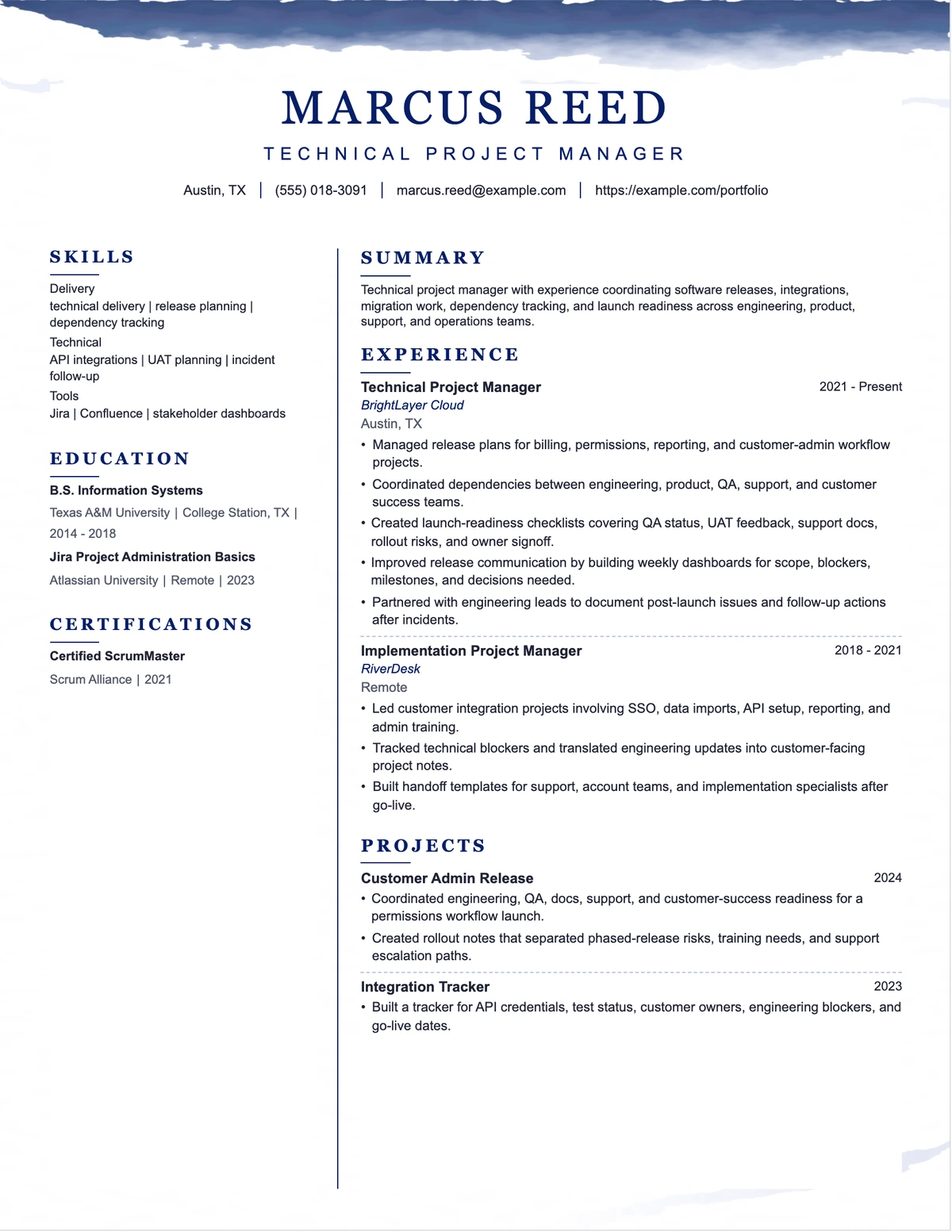 Technical Project Manager Resume resume example preview