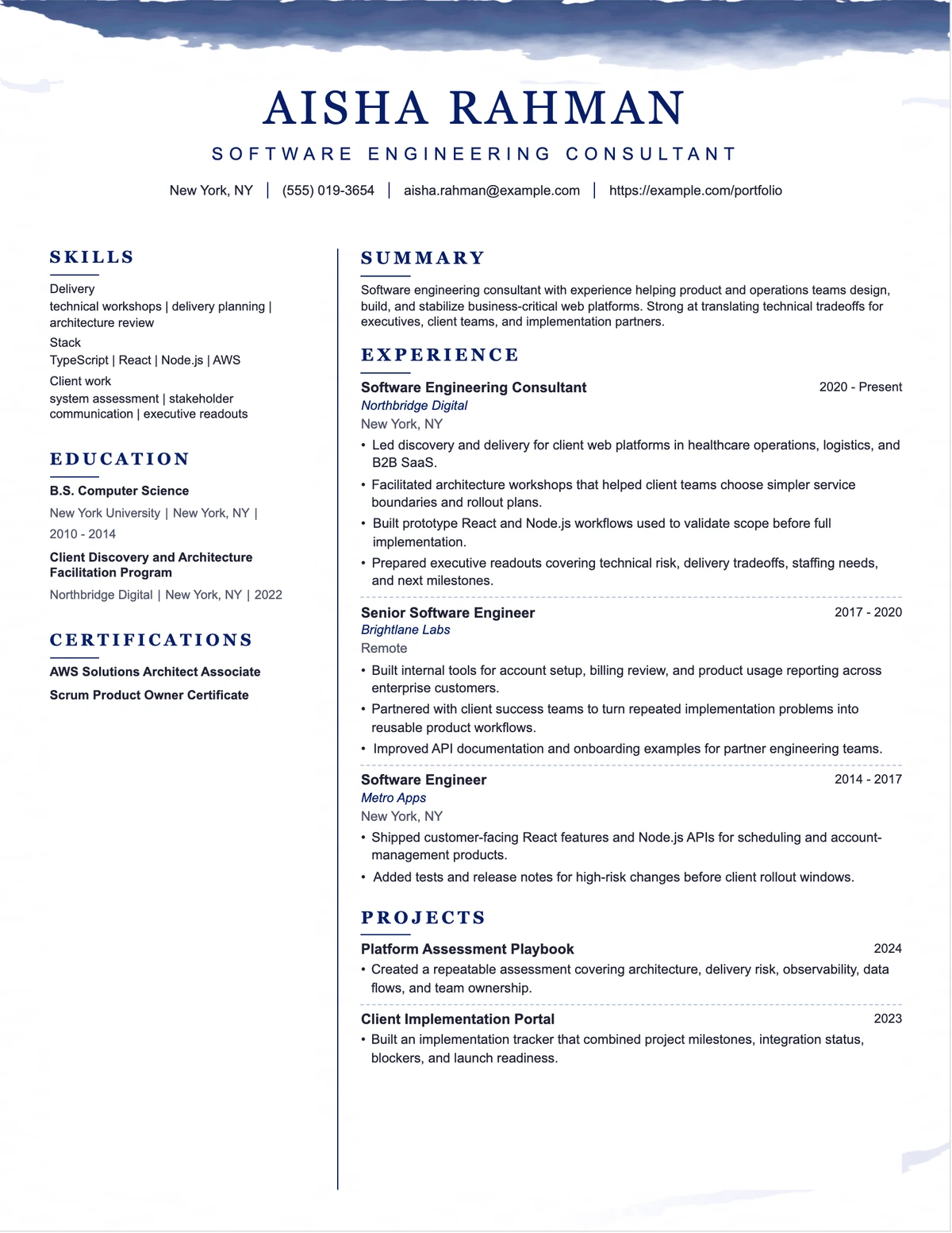 Software Engineering Consultant Resume resume example preview