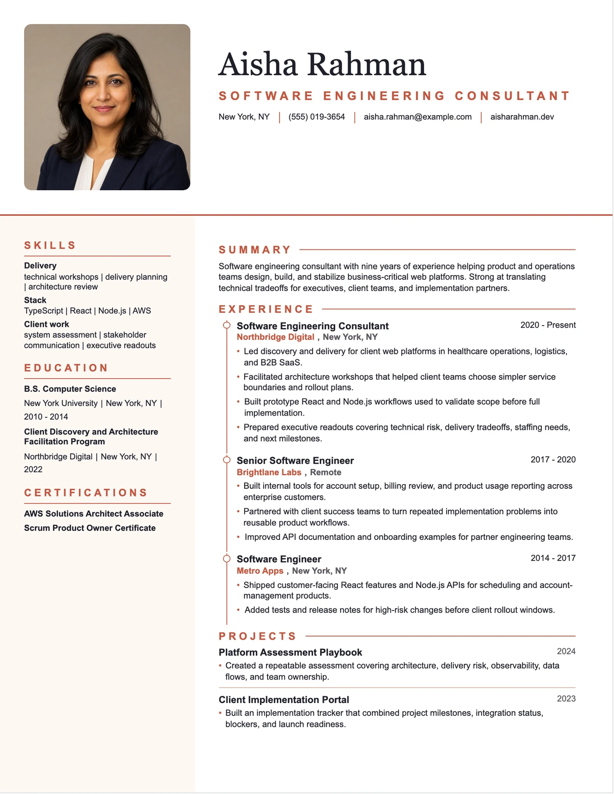 Software Engineering Consultant Resume resume example preview