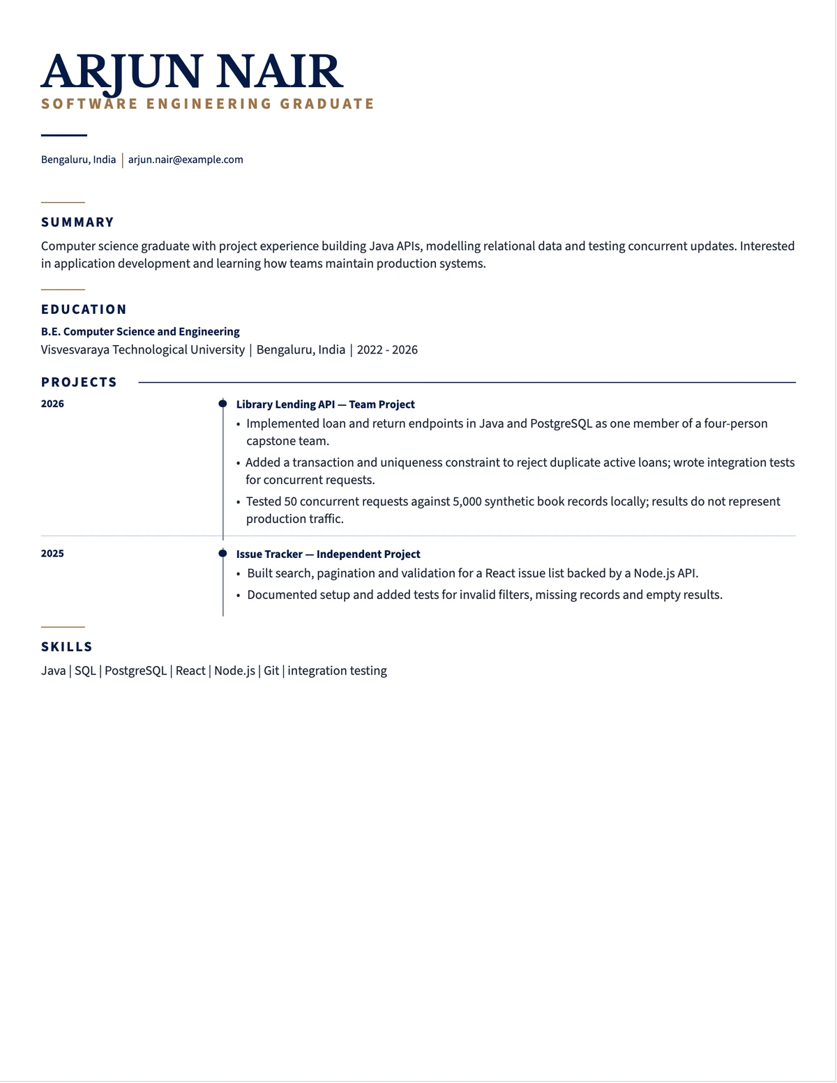 Software Engineer Graduate Resume resume example preview