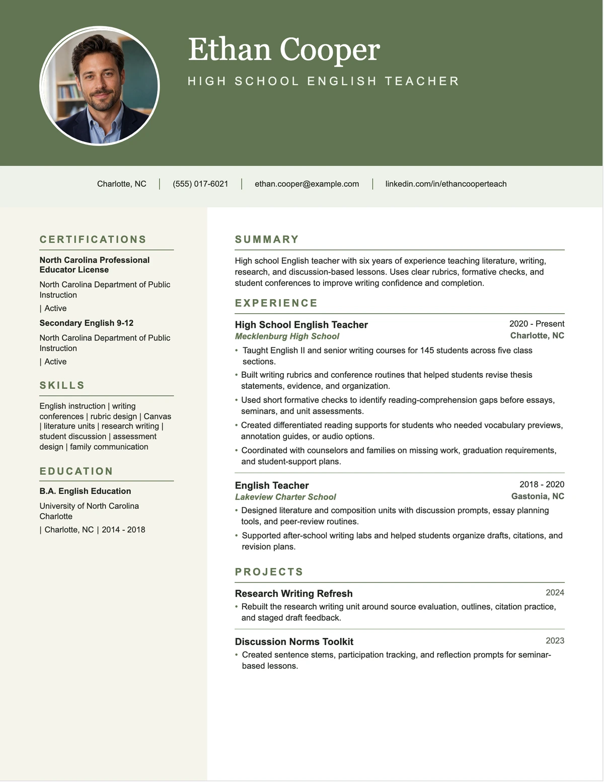 High School Teacher Resume resume example preview