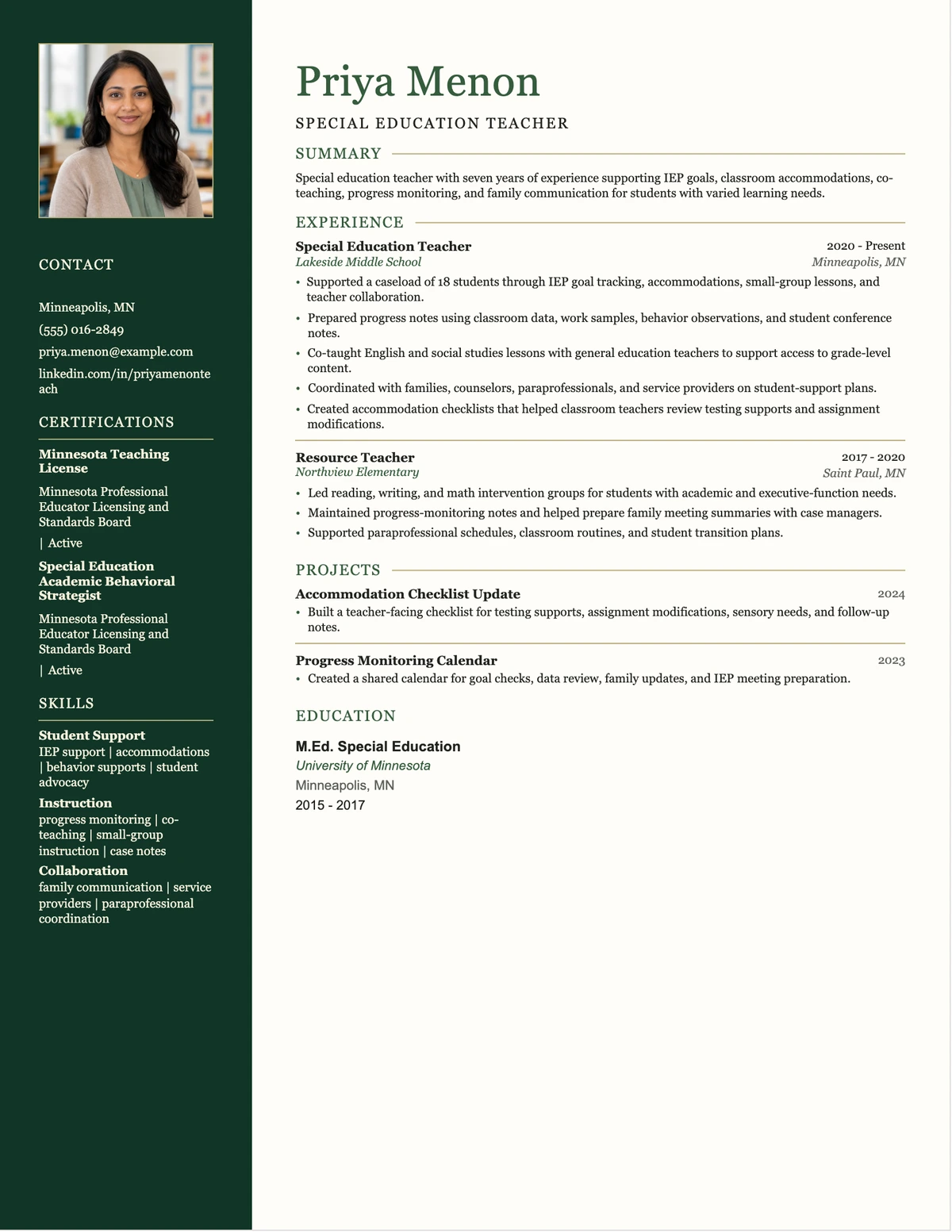 Special Education Teacher Resume resume example preview